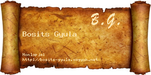Bosits Gyula névjegykártya